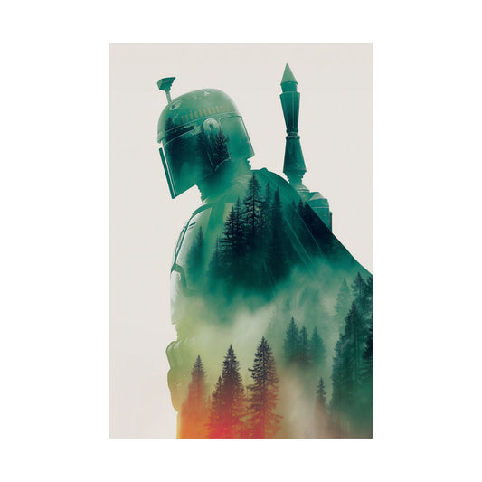 Boba Fett Forest Silhouette Satin Poster