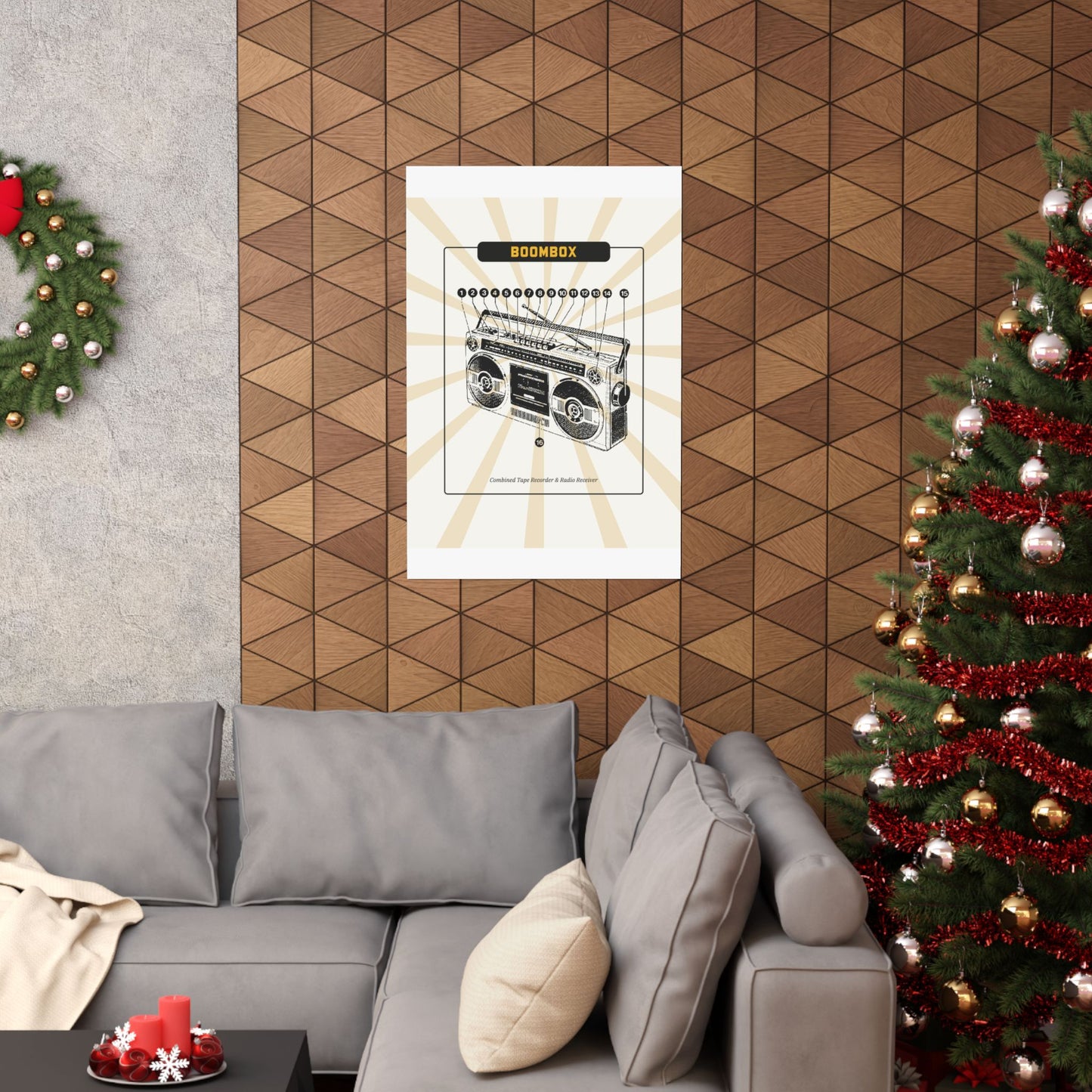 Boombox Blueprint Retro Poster