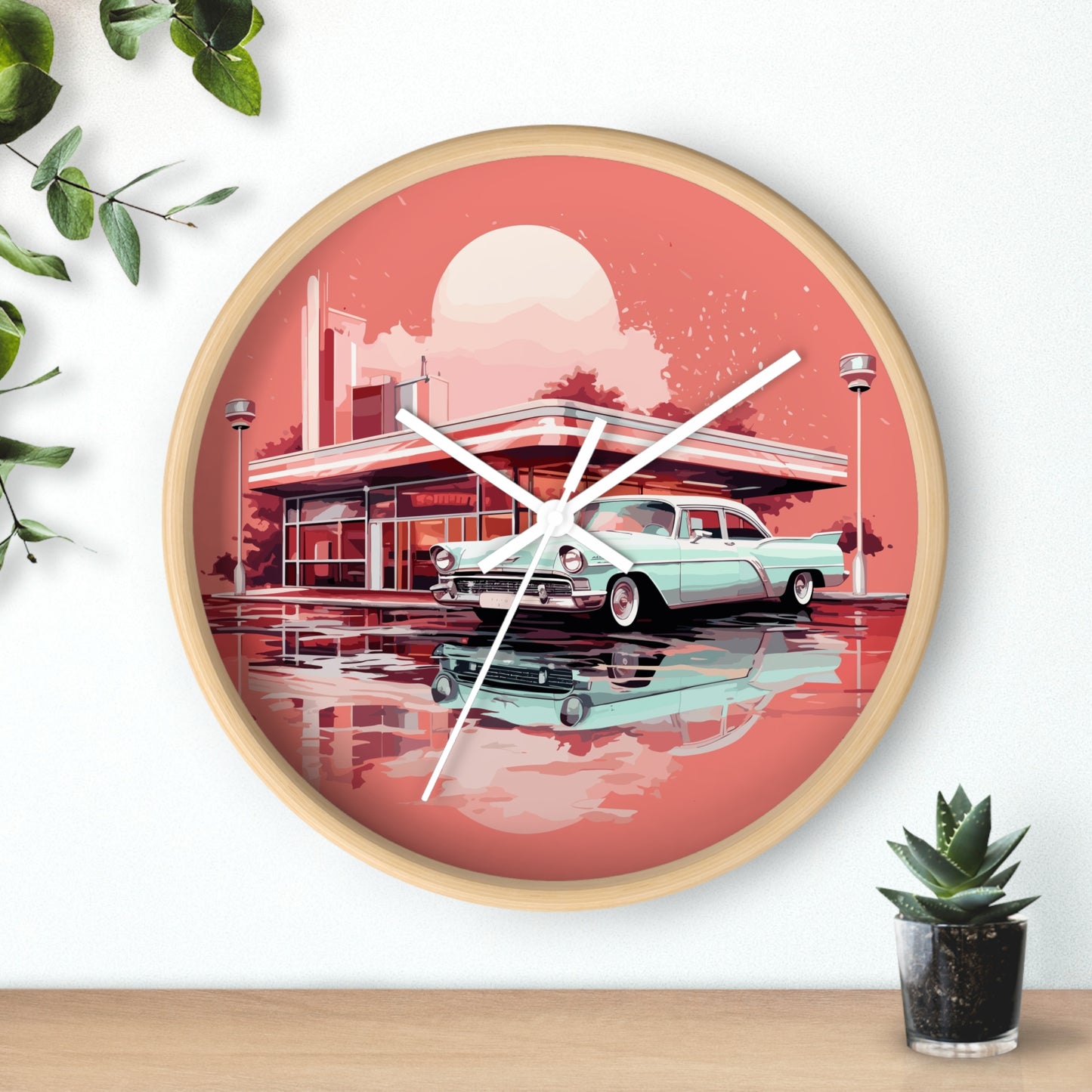 Chrome & Neon Diner Wall Clock
