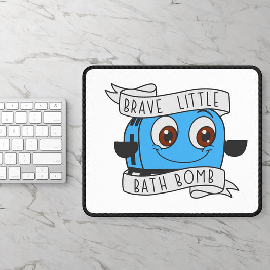 Brave Little Bath Bomb Mouse Pad | Cute Blue Character Desk Mat | Small Non Slip Neoprene Mousepad | Whimsical Office Desk Accessory 9x7