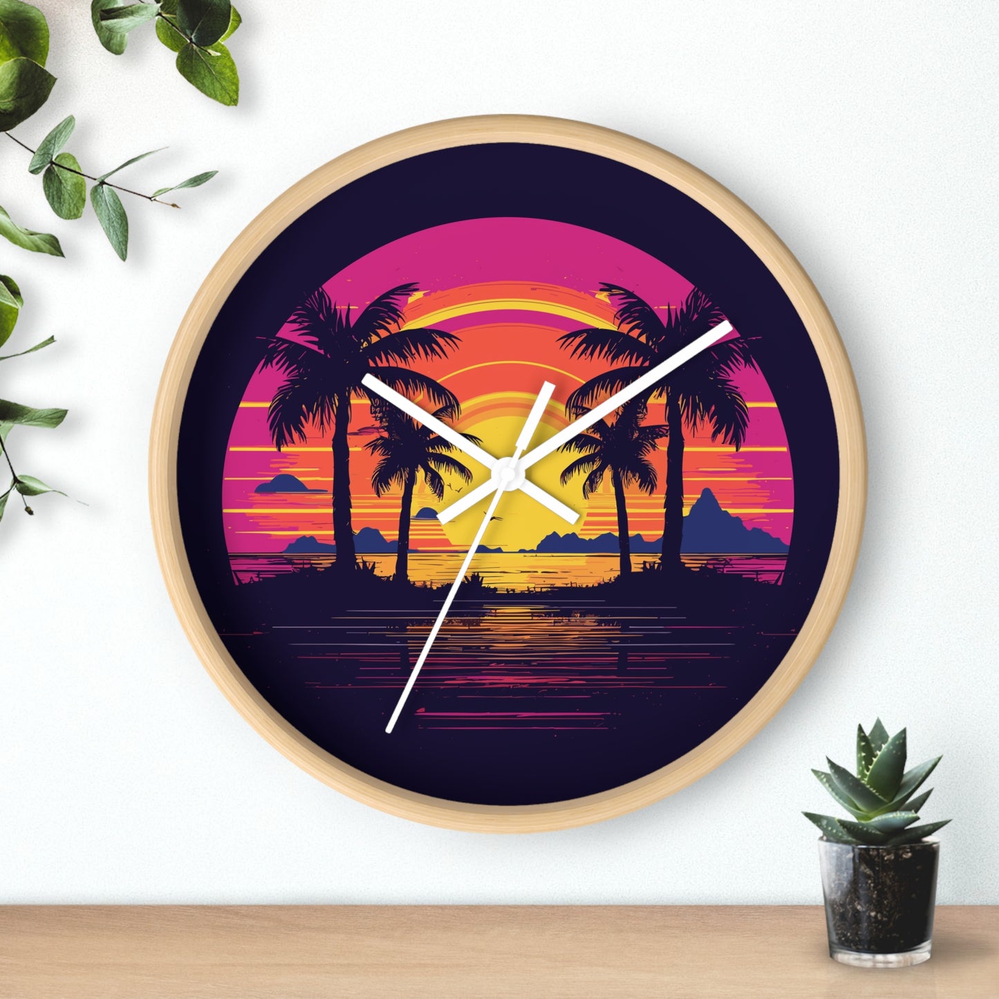 Neon Lagoon Wall Clock