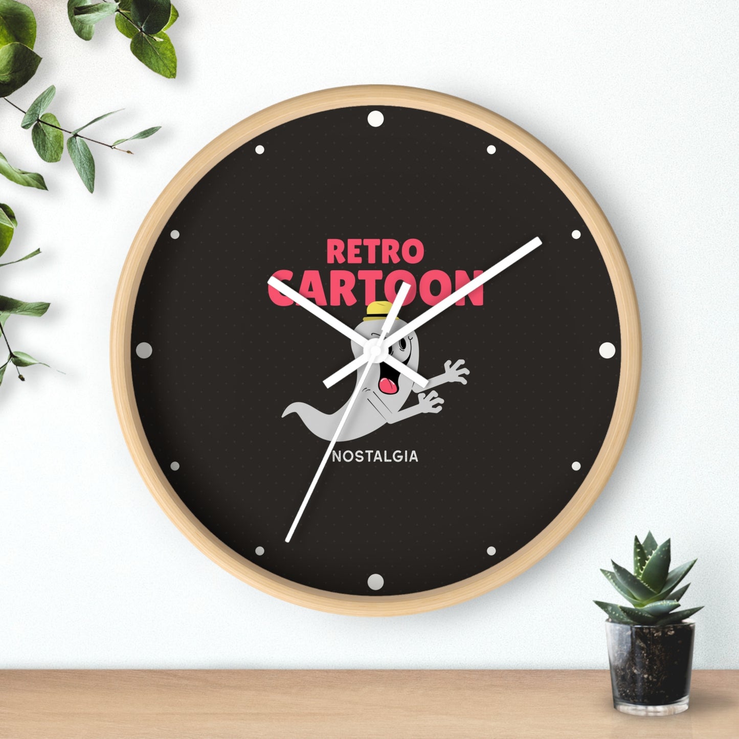 Retro Cartoon Ghost Wall Clock