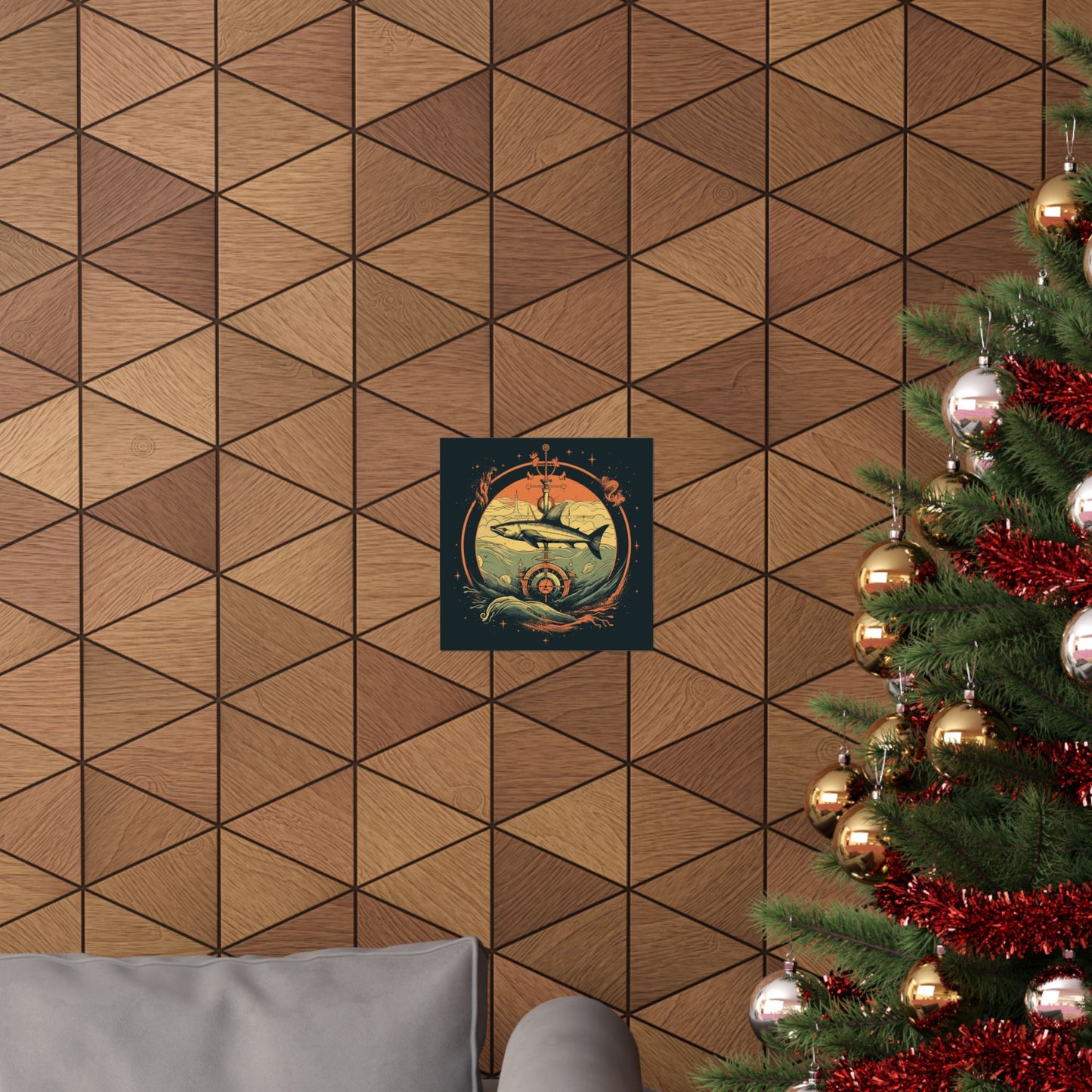 Shark Compass Square Art Print