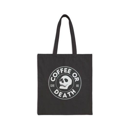 Coffee or Give Me Death Tote Bag | Funny Coffee Lover Reusable Bag | Barista Humor Tote | Coffee Addict Grocery Bag