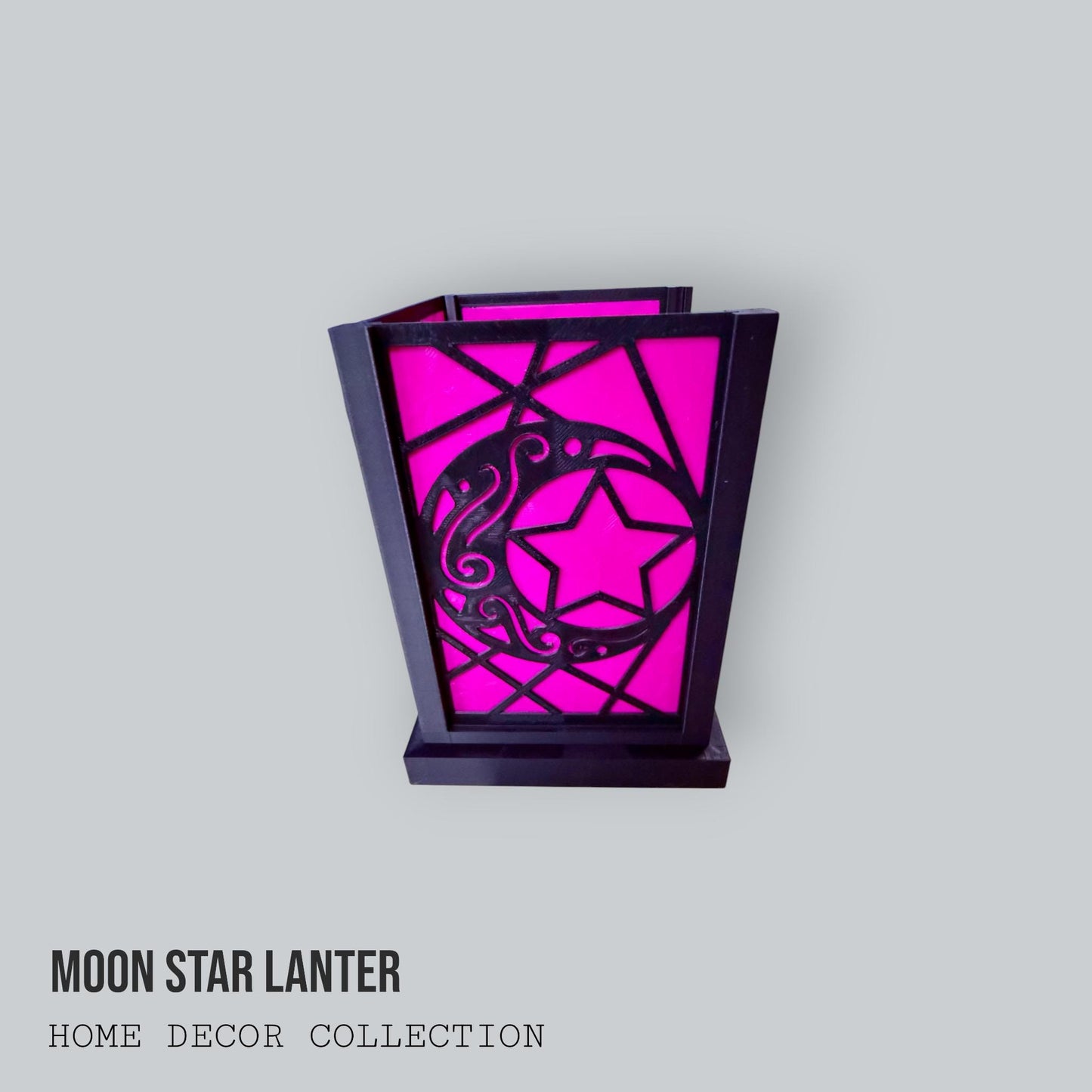 Moon Star Lantern – Celestial Scene Lantern for Home Decor, Night Sky Glow, Star & Moon Cutout LED Lantern