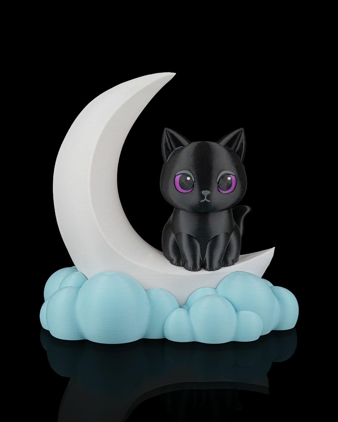 Kitty Moon Night Light – Crescent Moon Cat Lamp, Nursery Decor