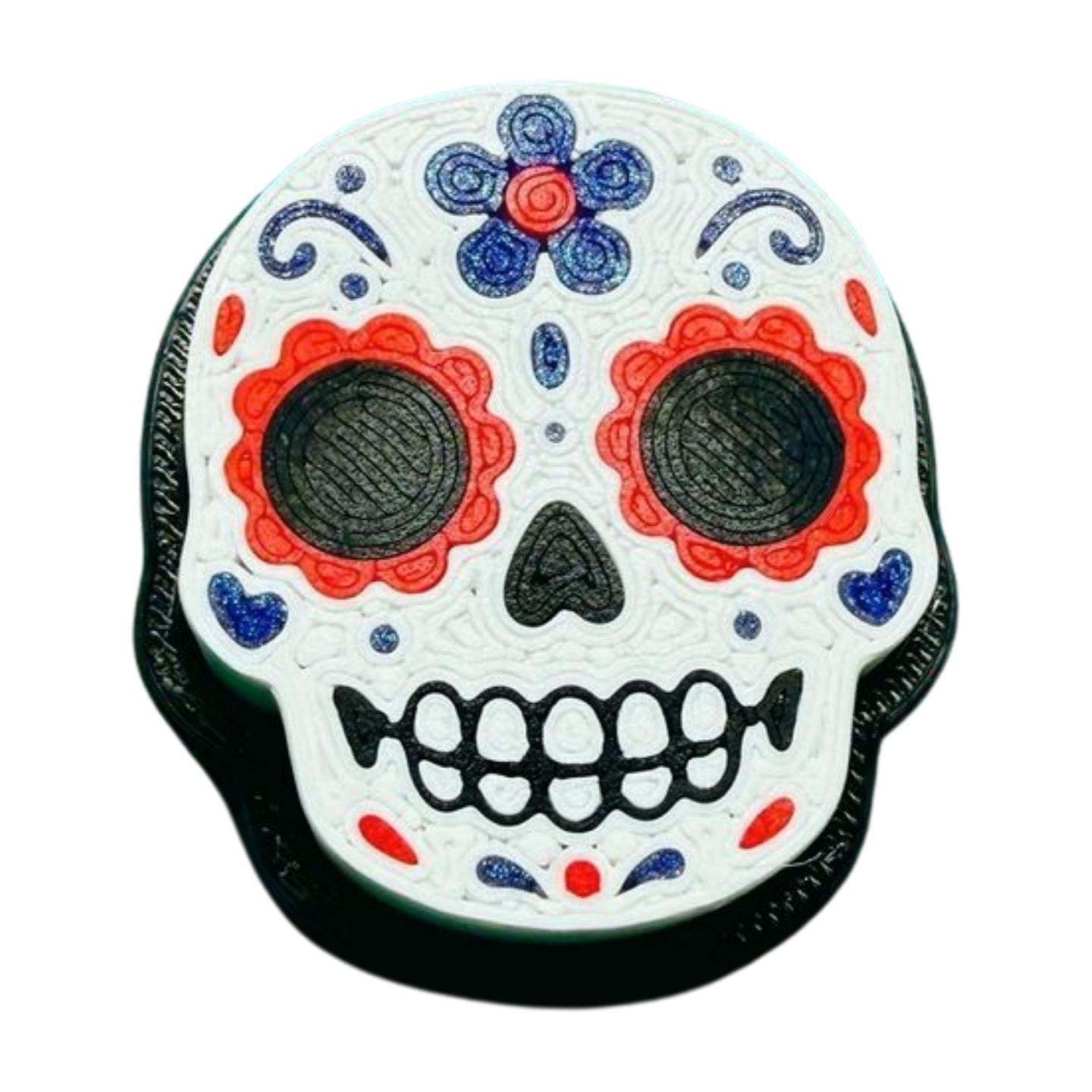 Sugar Skull Clicker Fidget | Día de Muertos Inspired Stress Relief Toy with Keychain Option