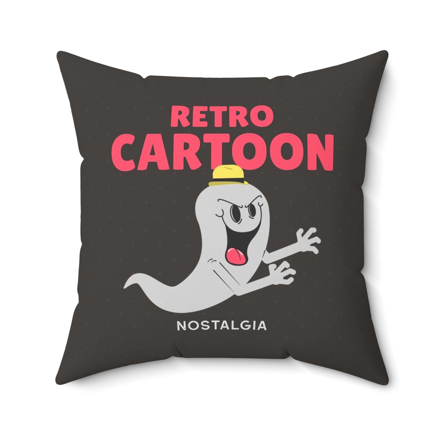 Retro Cartoon Ghost Throw Pillow