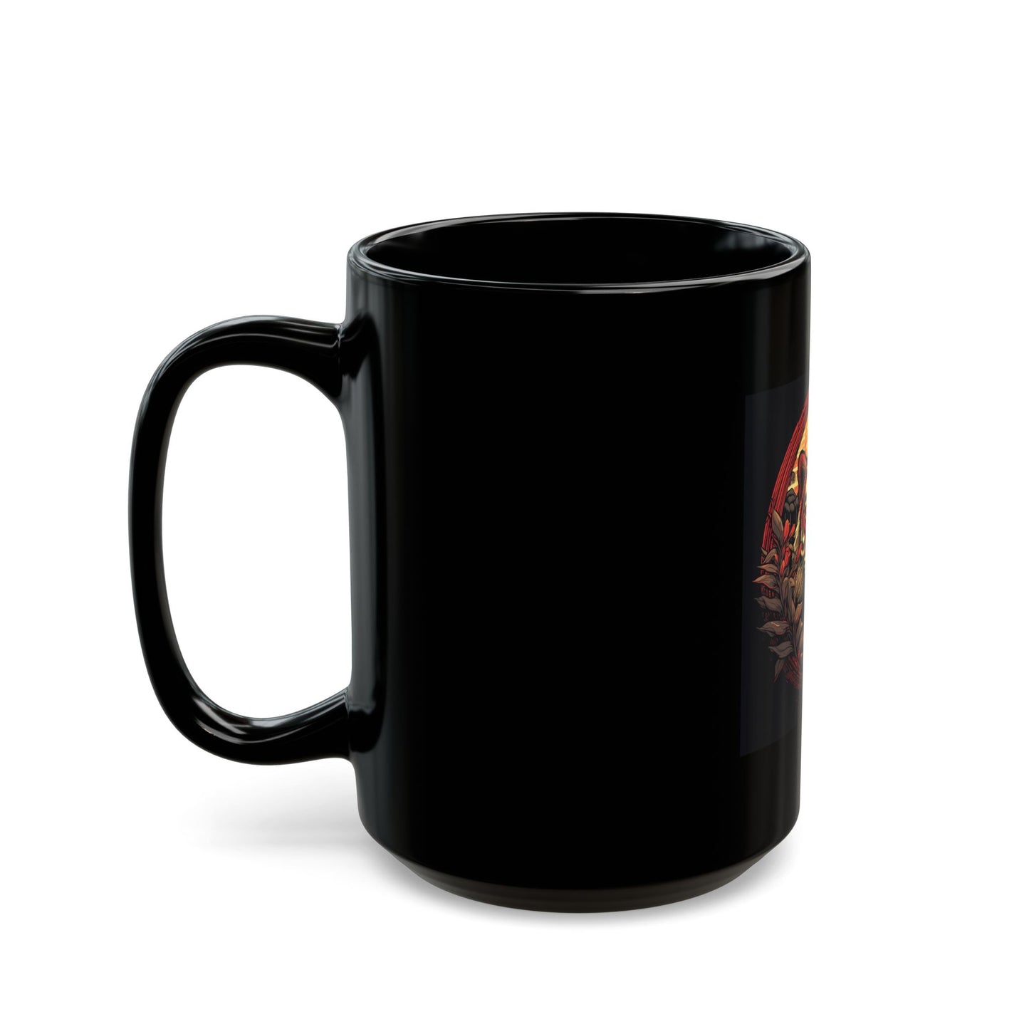 Tiger Wreath Black Mug