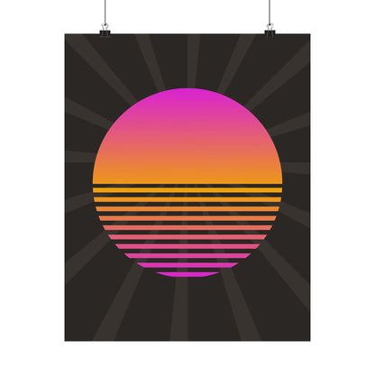 Sunset Grid Retro Poster