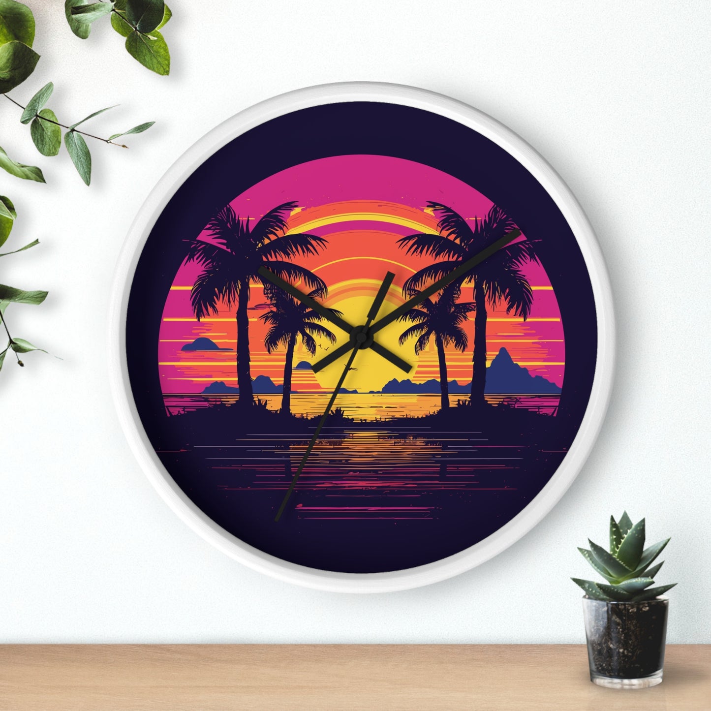 Neon Lagoon Wall Clock