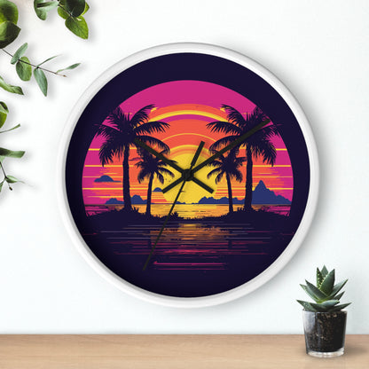 Neon Lagoon Wall Clock