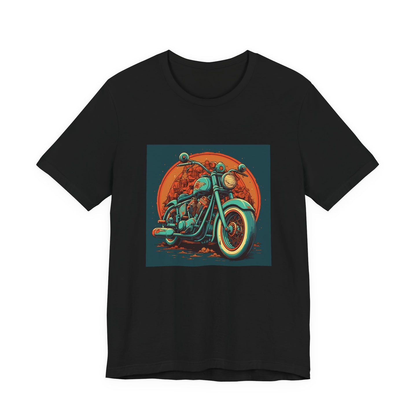 Classic Motorcycle Sunset retro vintage art unisex t-shirt with vintage motorcycle design