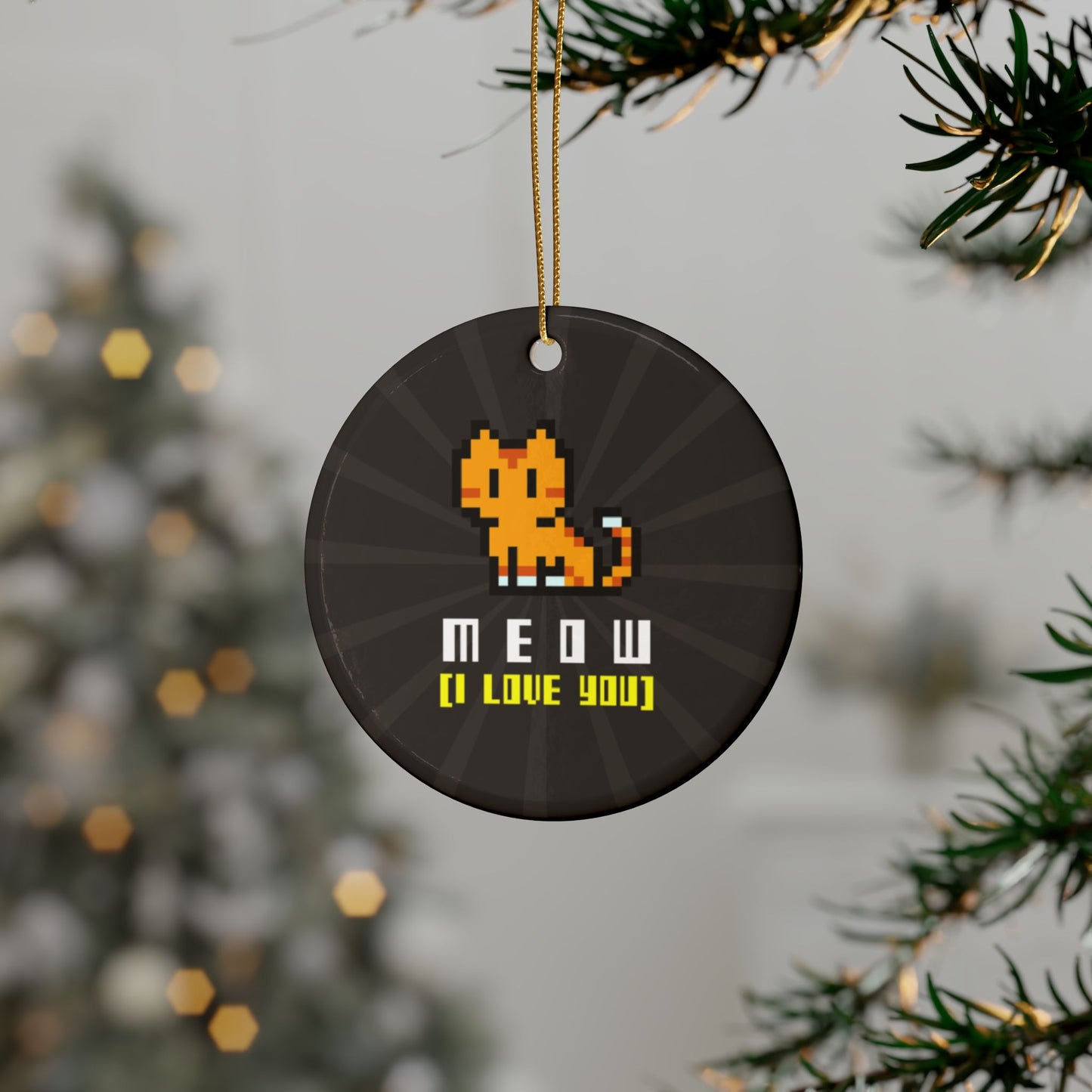 MEOW (I Love You) Ceramic Ornament