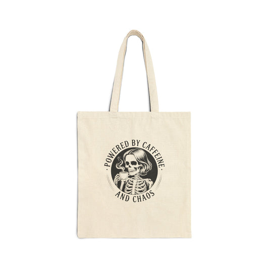 Powered by Caffeine and Chaos Canvas Tote Bag