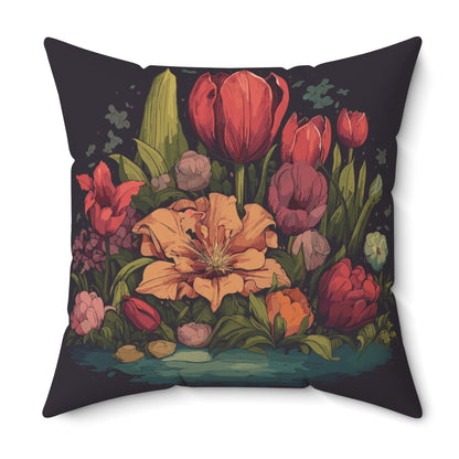 Tulip Garden Throw Pillow