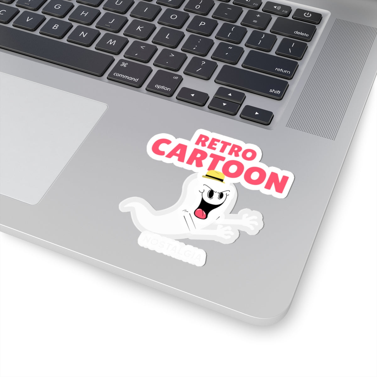 Retro Cartoon Ghost Kiss-Cut Sticker
