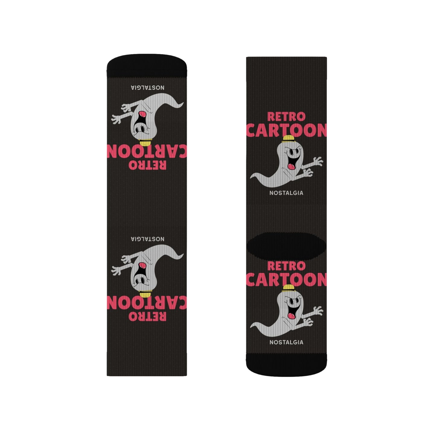 Retro Cartoon Ghost Crew Socks