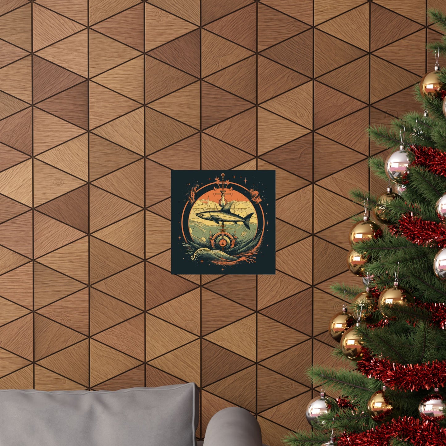 Shark Compass Square Art Print