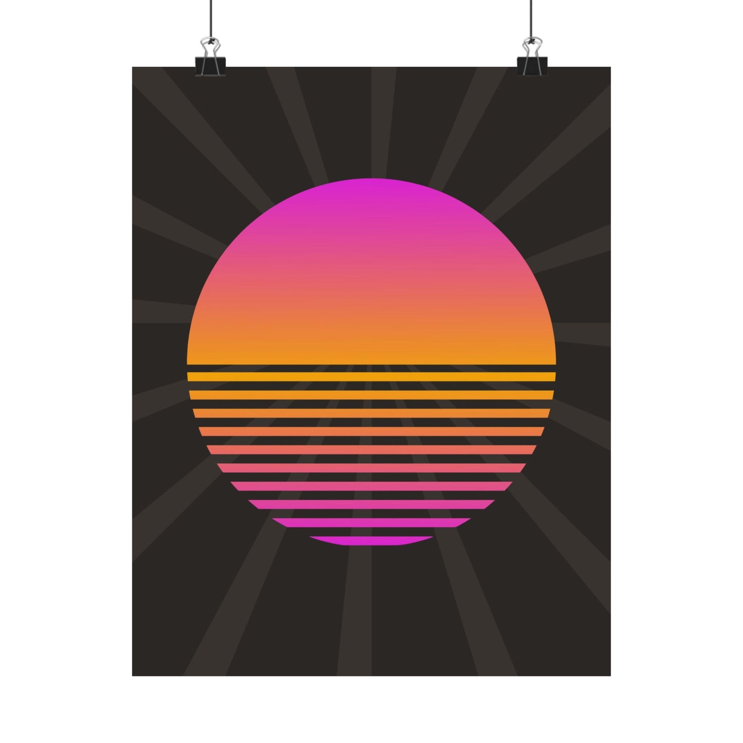 Sunset Grid Retro Poster