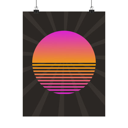 Sunset Grid Retro Poster