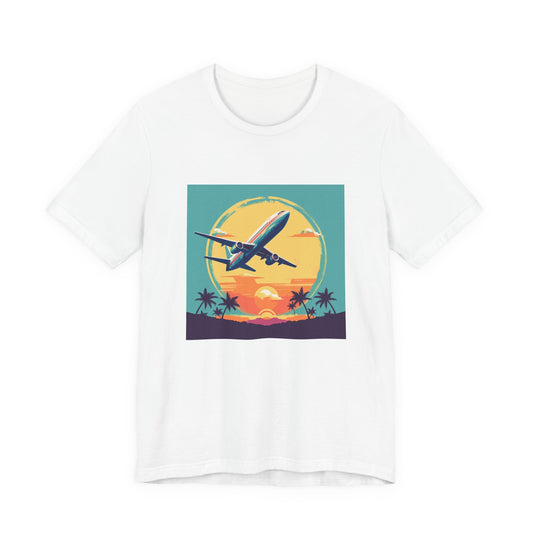 Jet Set retro vintage art unisex t-shirt with vintage airliner travel design