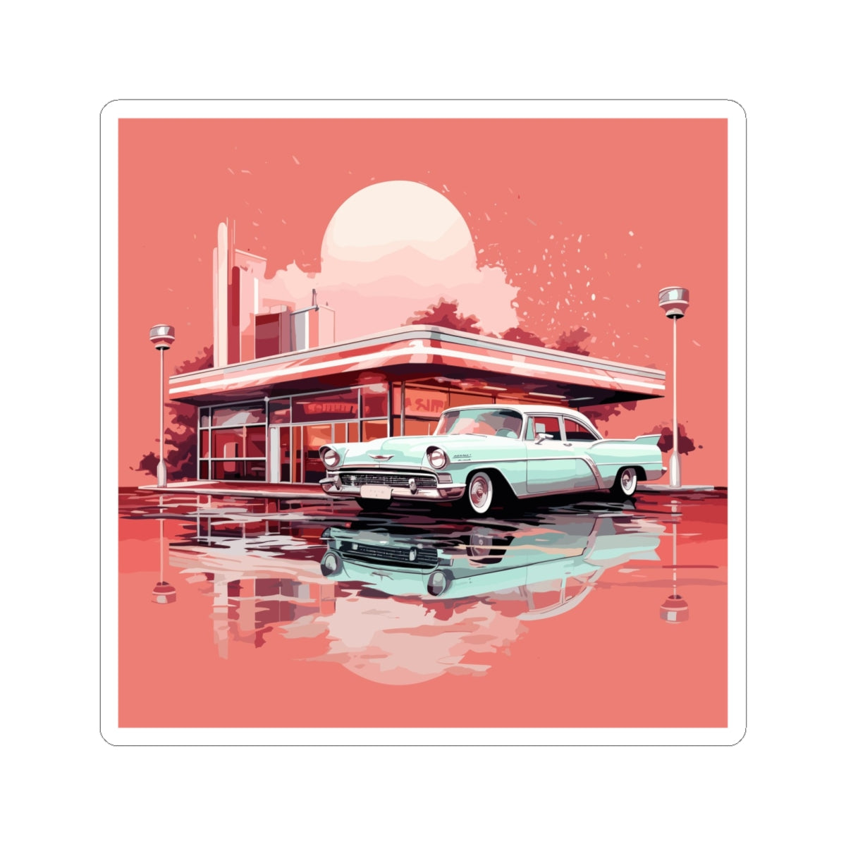 Chrome & Neon Diner Sticker