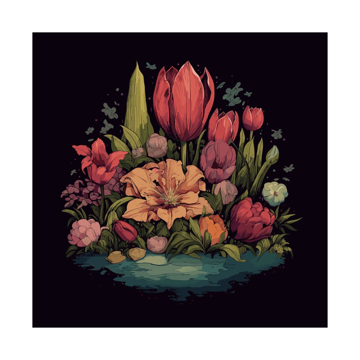Tulip Garden Square Art Print
