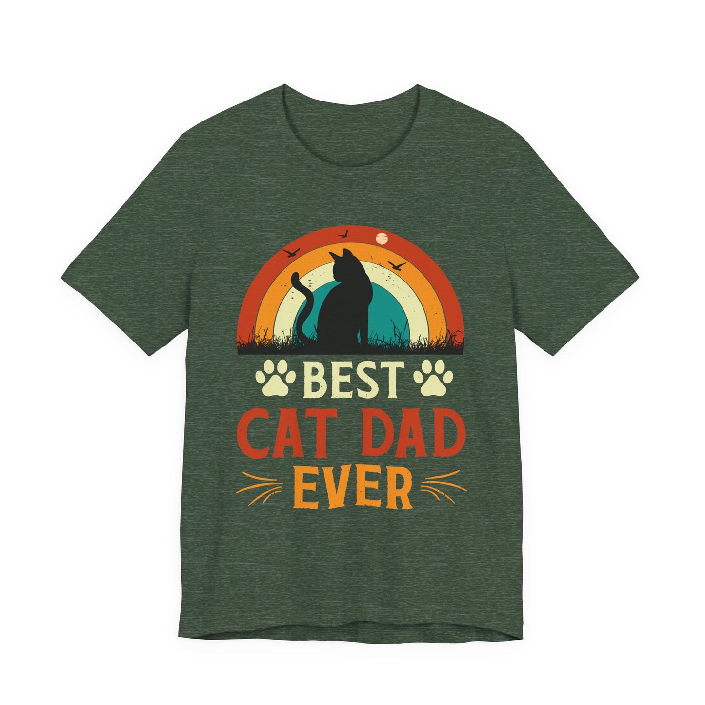 Best Cat Dad Ever Retro Sunset Tee