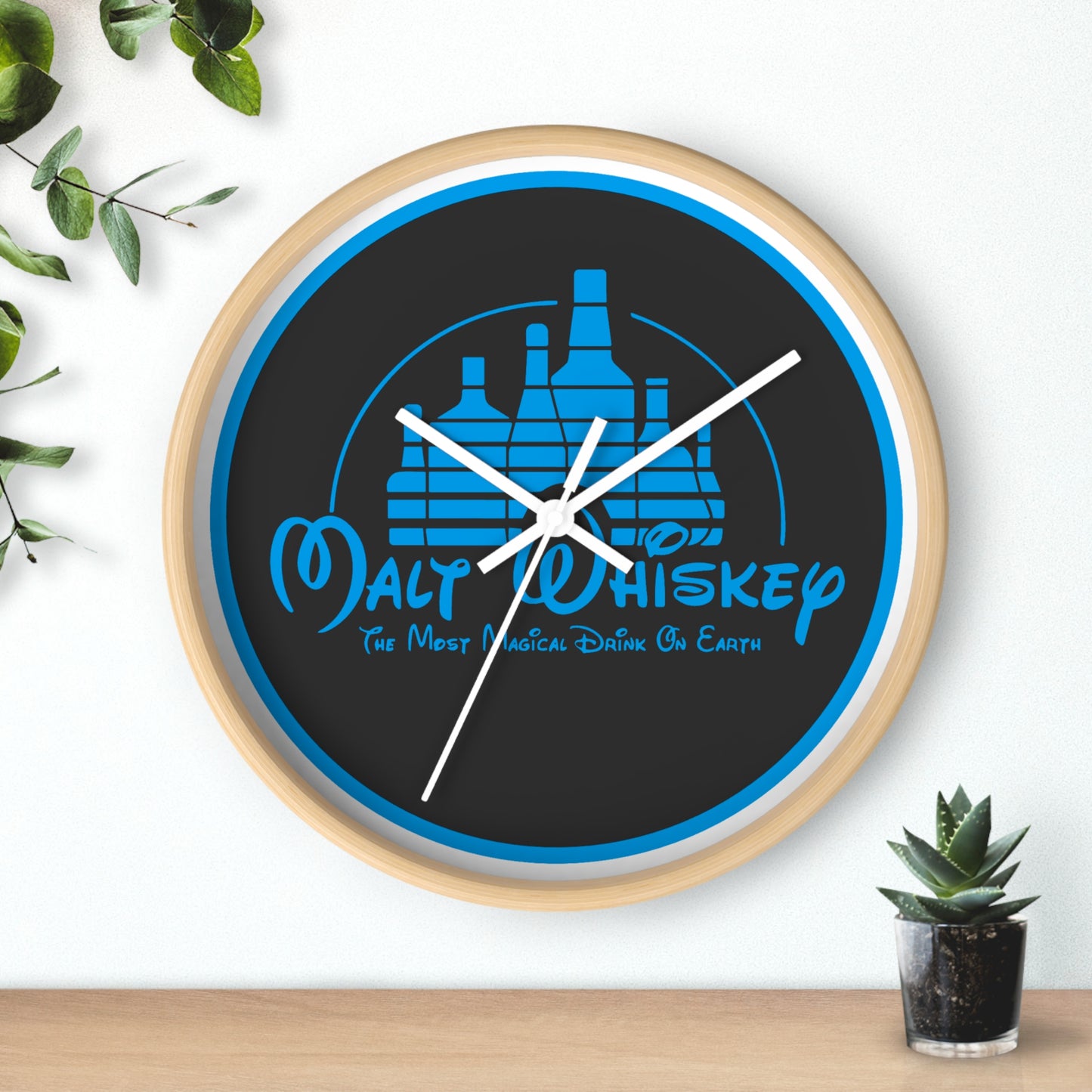 Malt Whiskey Funny Wall Clock | Parody Bar Decor Clock | Whiskey Lover Wall Clock | Home Bar Humor Clock