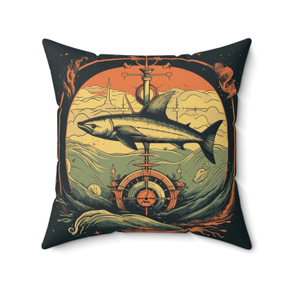 Shark Compass Throw Pillow