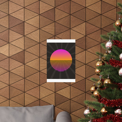Sunset Grid Retro Poster