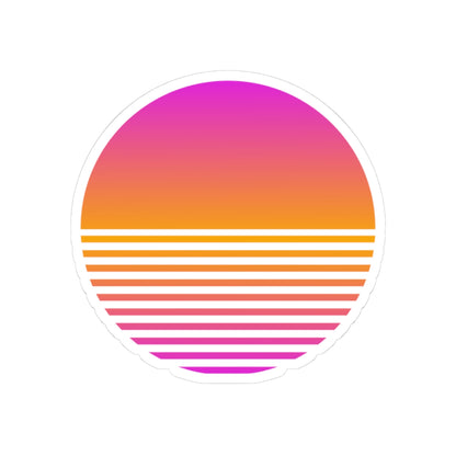 Sunset Grid synthwave sunset kiss-cut vinyl sticker