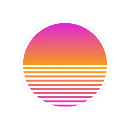 Sunset Grid synthwave sunset kiss-cut vinyl sticker
