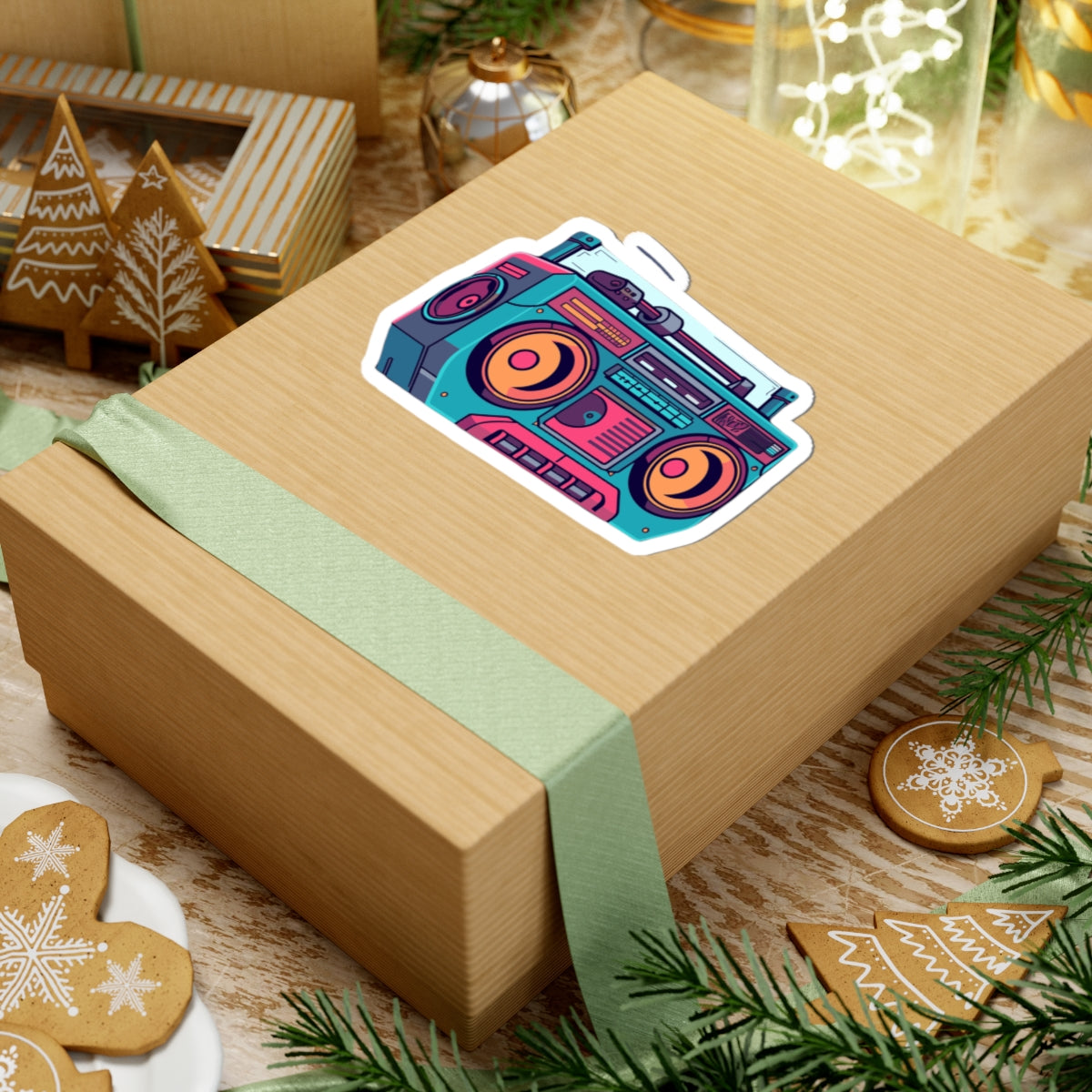 Retro Boombox Kiss-Cut Sticker