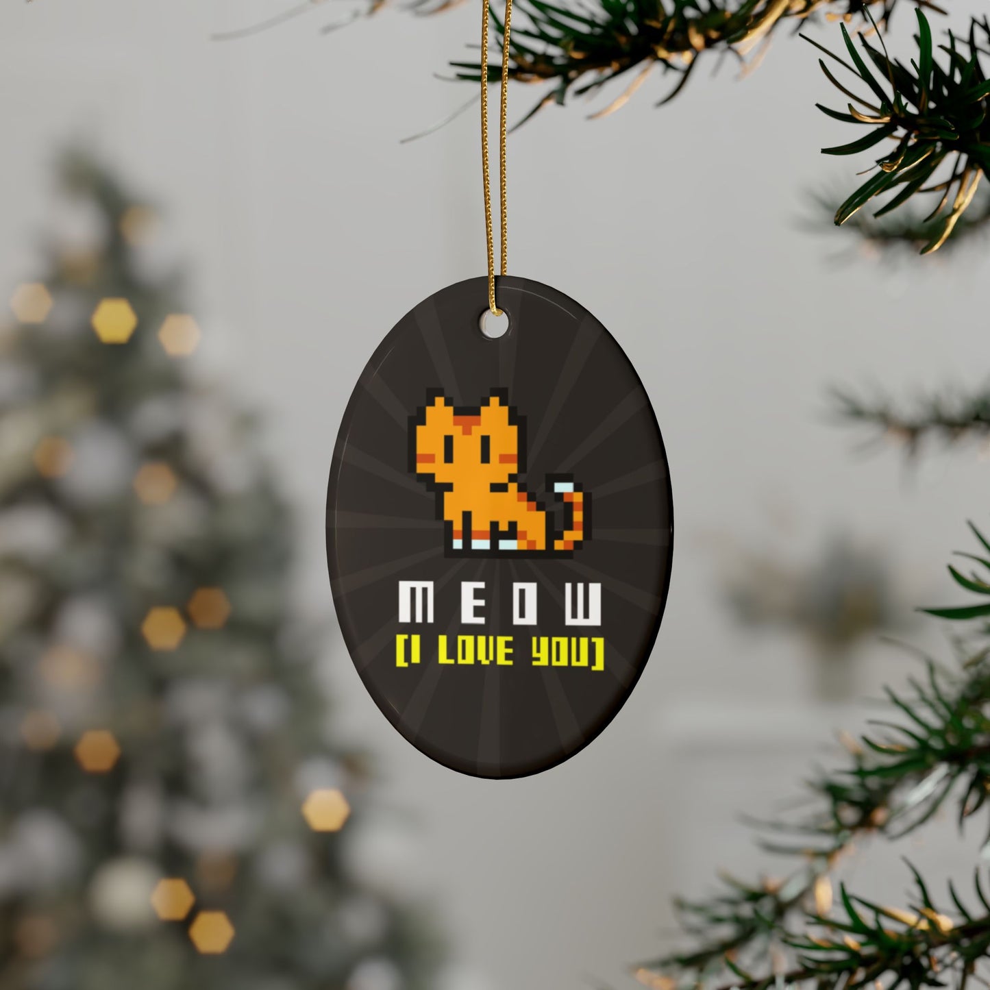 MEOW (I Love You) Ceramic Ornament