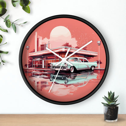 Chrome & Neon Diner Wall Clock