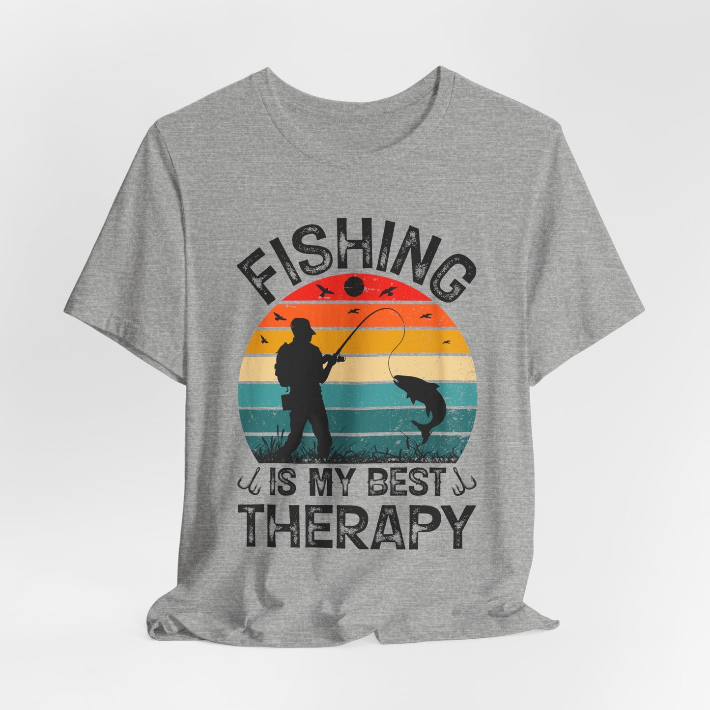 Fishing Is My Best Therapy Retro Sunset Tee