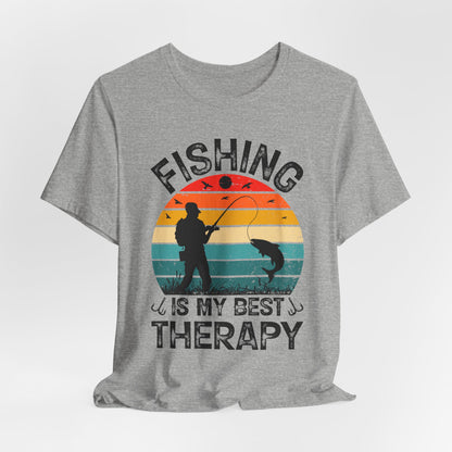 Fishing Is My Best Therapy Retro Sunset Tee