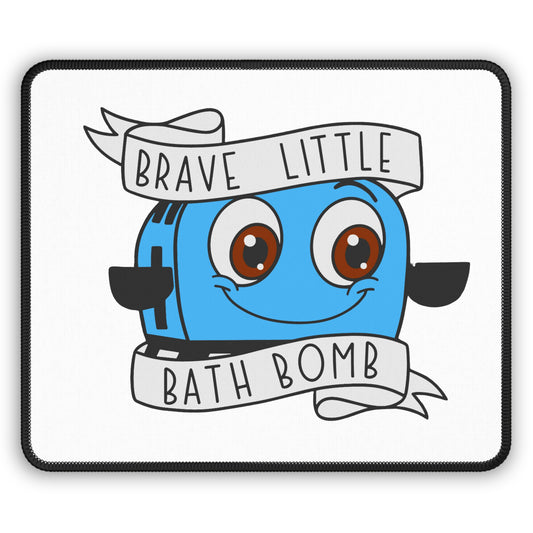 Brave Little Bath Bomb Mouse Pad | Cute Blue Character Desk Mat | Small Non Slip Neoprene Mousepad | Whimsical Office Desk Accessory 9x7