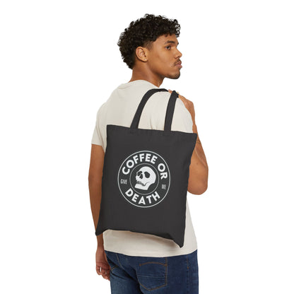 Coffee or Give Me Death Tote Bag | Funny Coffee Lover Reusable Bag | Barista Humor Tote | Coffee Addict Grocery Bag