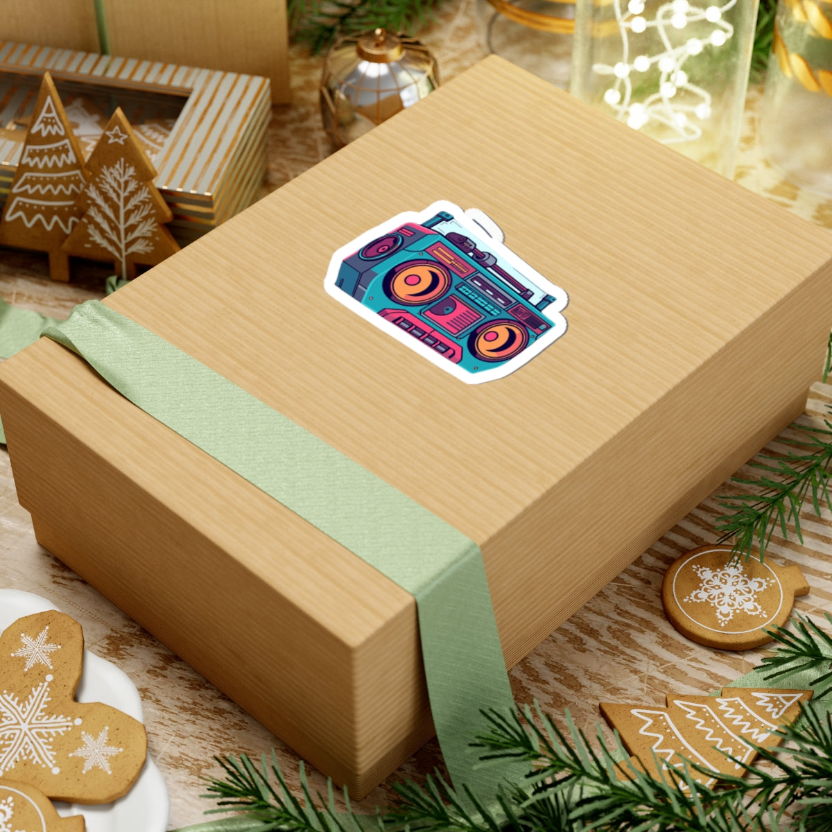 Retro Boombox Kiss-Cut Sticker