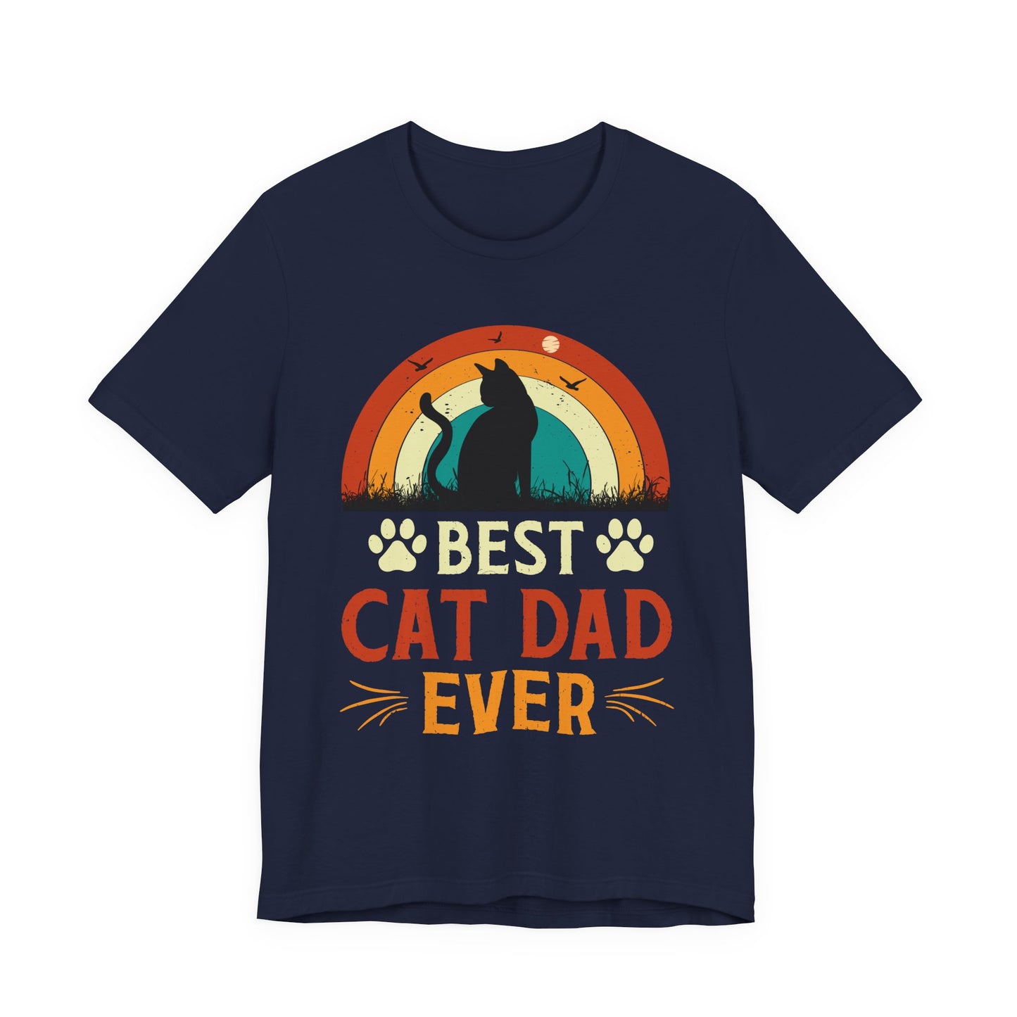 Best Cat Dad Ever Retro Sunset Tee