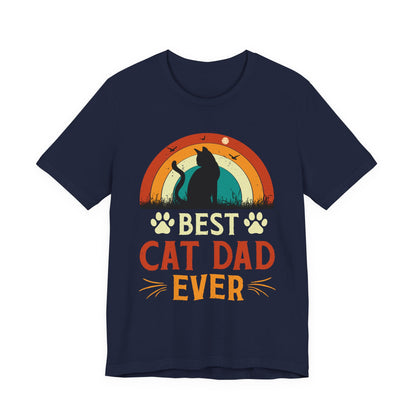 Best Cat Dad Ever Retro Sunset Tee
