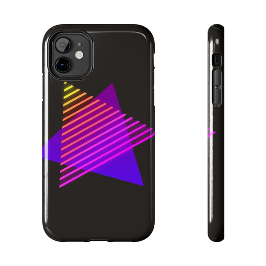 Neon Star synthwave tough phone case on charcoal ground