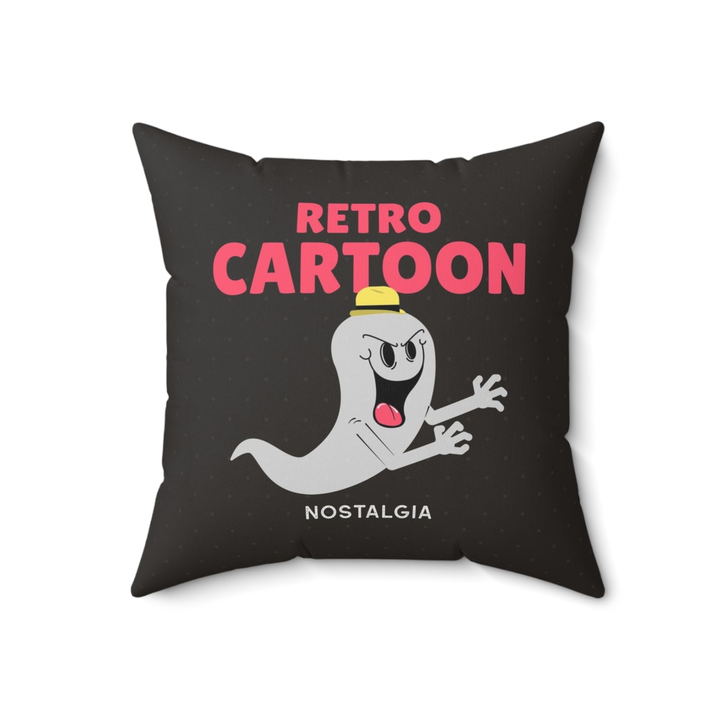 Retro Cartoon Ghost Throw Pillow