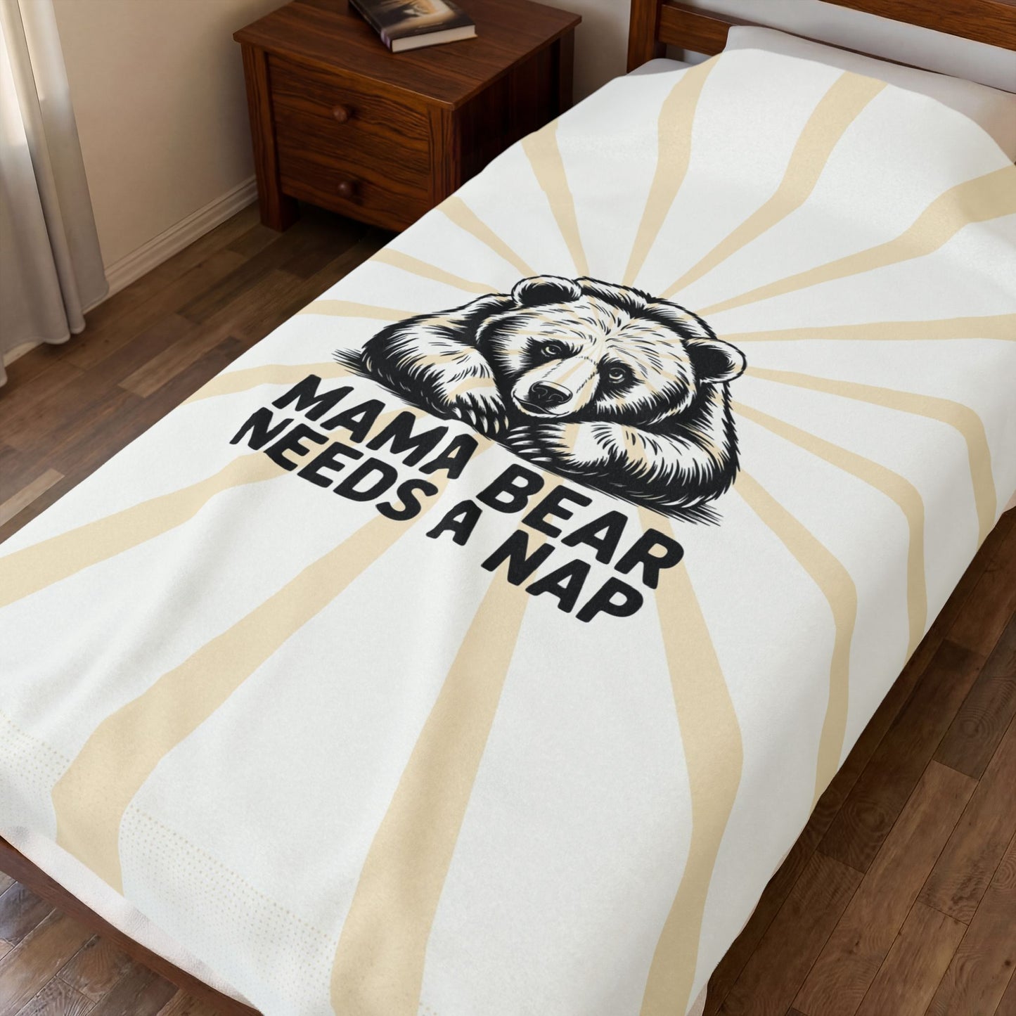 Mama Bear Needs a Nap Velveteen Plush Blanket