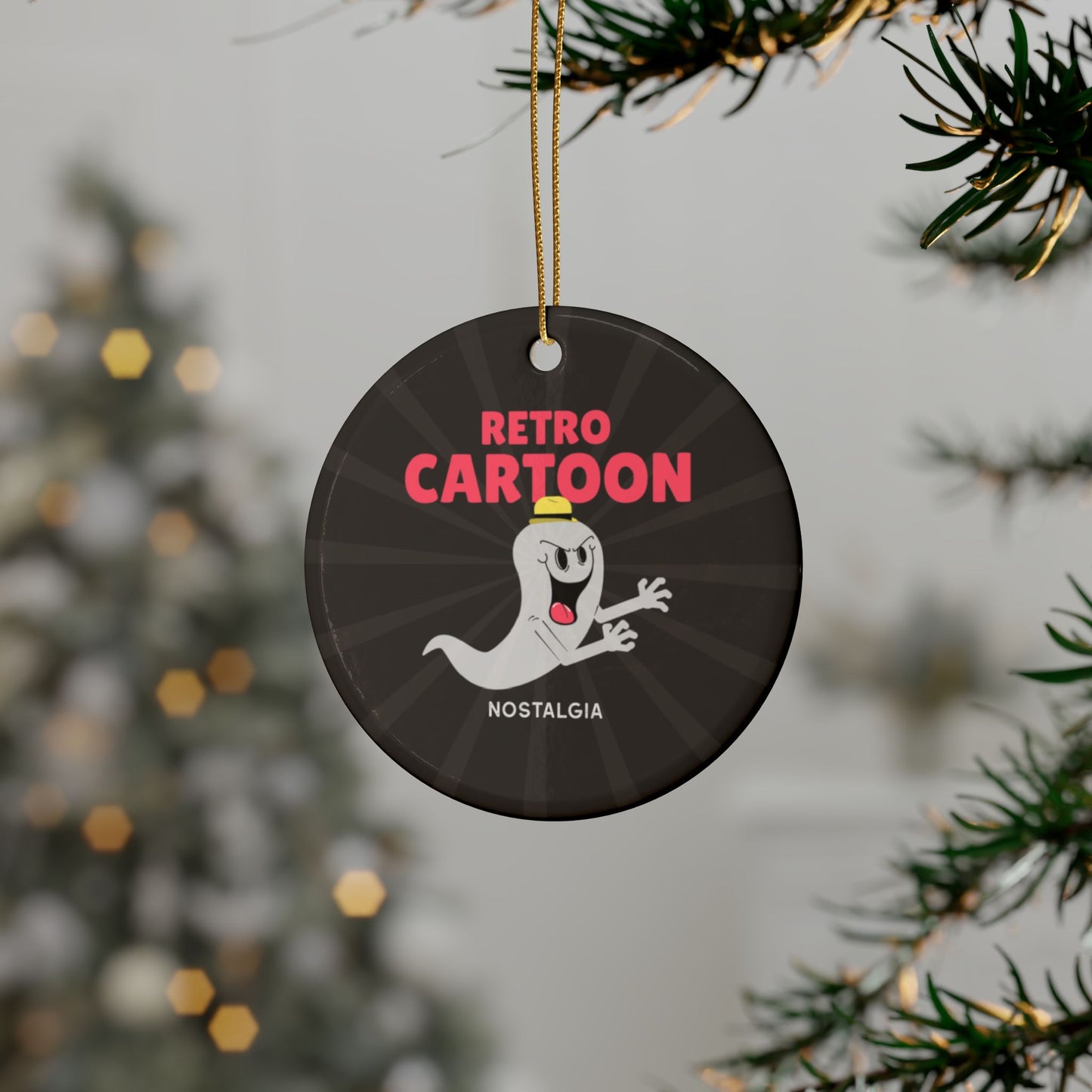 Retro Cartoon Ghost Ceramic Ornament