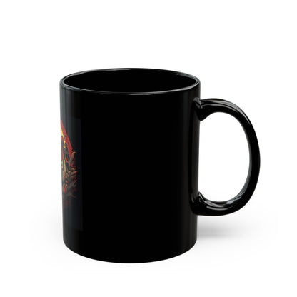 Tiger Wreath Black Mug