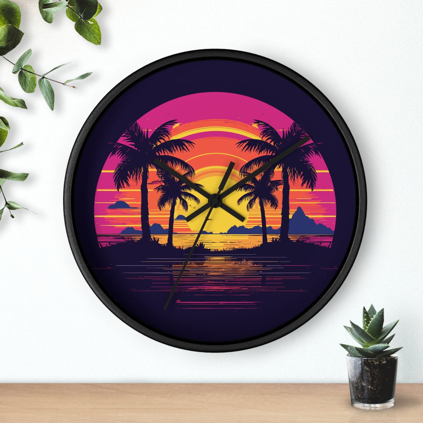 Neon Lagoon Wall Clock